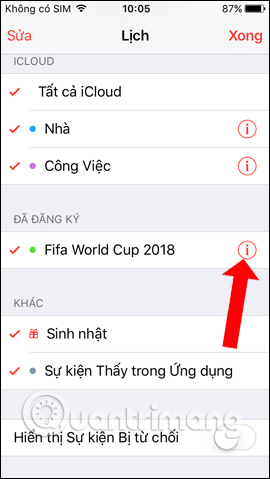 Đổi màu lịch World Cup 2018 trên iPhone 