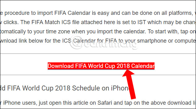 Tải lịch thi đấu World Cup 2018