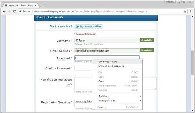 Google tự tạo mật khẩu