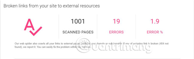Bạn sẽ thấy được các liên kết hỏng