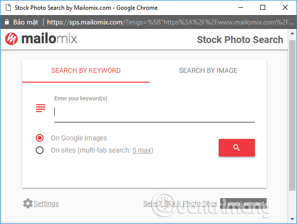 Giao diện tìm hình ảnh