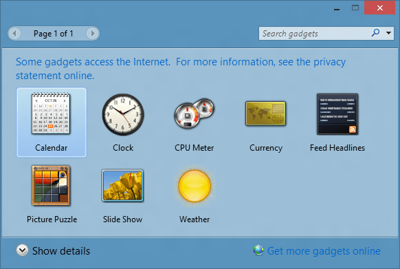 Các gadget của Windows Desktop Gadgets