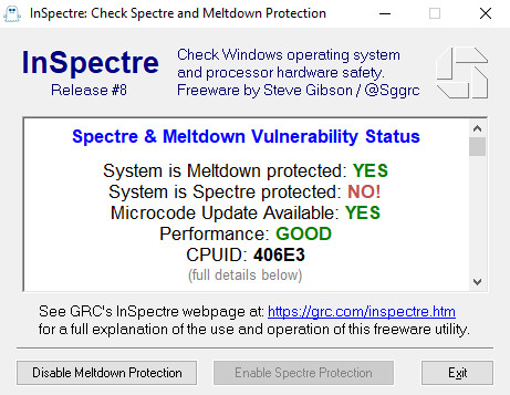 Phần mềm InSpectre