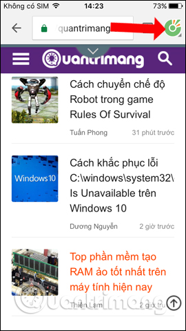 Mở menu trên Cốc Cốc 