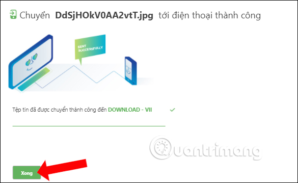 Thông báo chuyển file thành công
