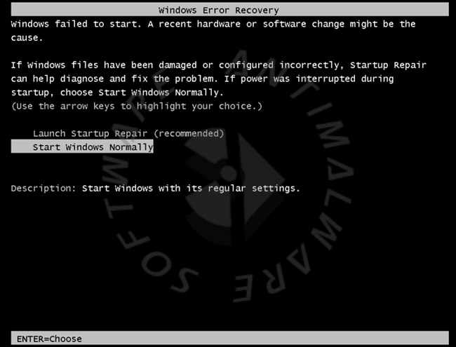Thông báo "Start Windows Normally"