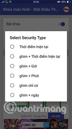 Bấm vào Change Security Type để nâng cấp mức độ khó
