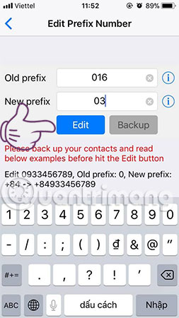 Enter the old number in the Old Prefix, enter the new number in the New Prefix 