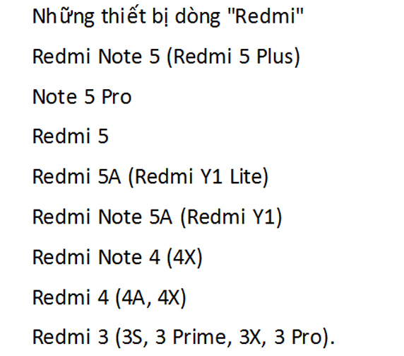 Những thiết bị dòng "Redmi"