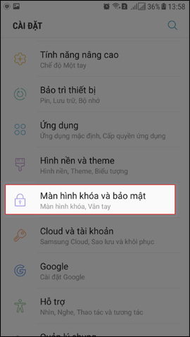 Cài đặt trên Samsung