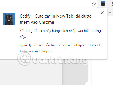 Máy sẽ hiển thị thông báo cài đặt thành công ở góc phải màn hình