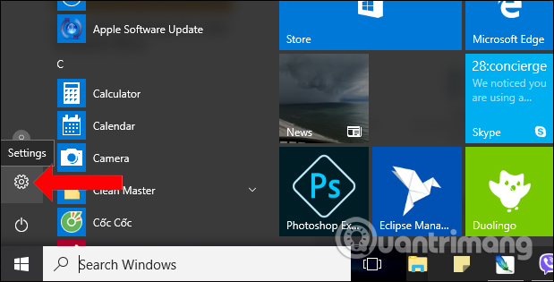 Nhấn chọn Settings 