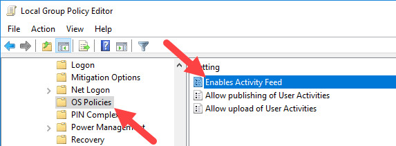Click đúp vào Enables Activity Feed