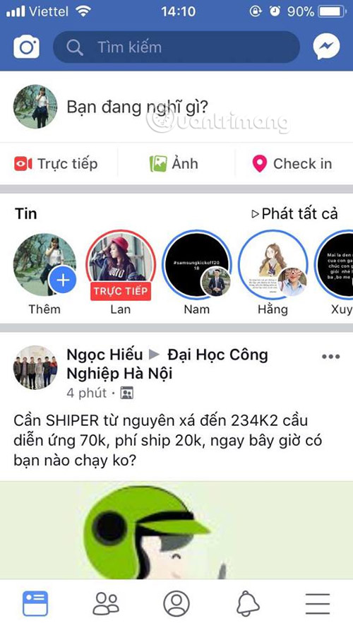 Nhấn vào biểu tượng menu tùy chỉnh