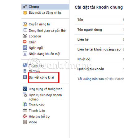 Lựa chọn bài viết công khai 