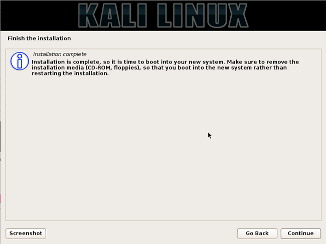 Khởi động lại Kali Linux