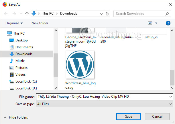 Lưu video vào máy tính