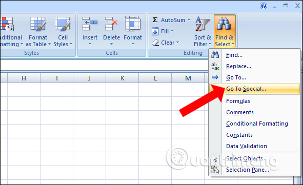 Chọn công thức trong Excel