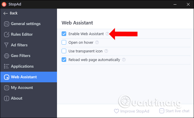 Ẩn biểu tượng StopAd 
