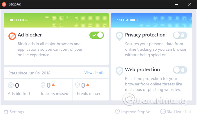Tính năng bản miễn phí 
