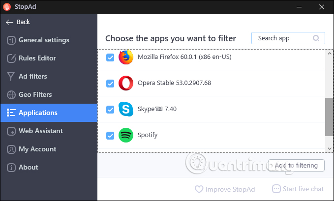Tắt dùng StopAd trên trình duyệt 