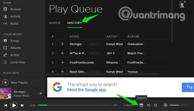 Xem lịch sử nghe nhạc
