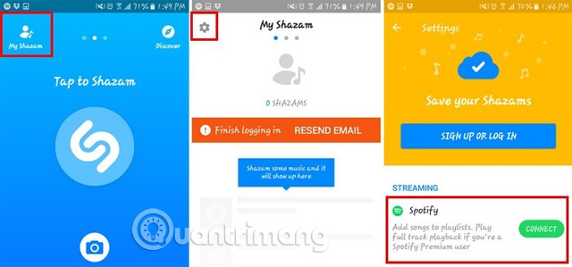 Đồng bộ hóa Spotify với Shazam