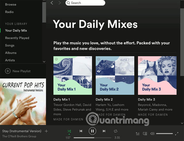 Tạo playlist Daily Mixes