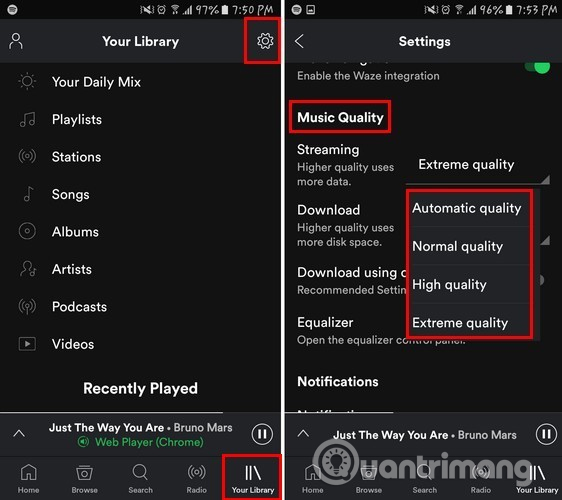 Thiết lập chất lượng âm thanh trên Spotify