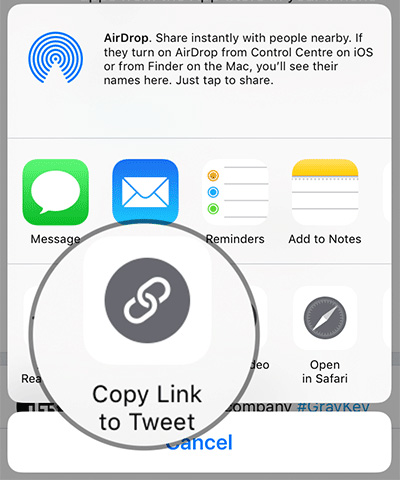 Chọn Copy Link to Tweet