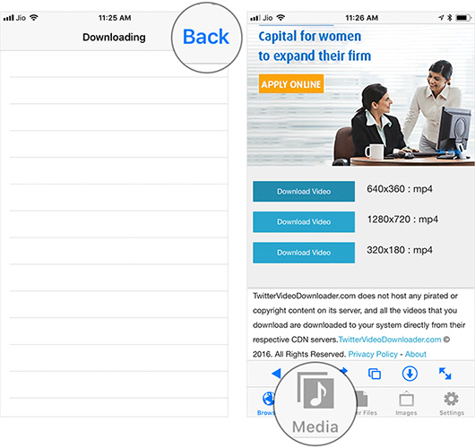 Xem video Twitter đã tải về trên iPhone