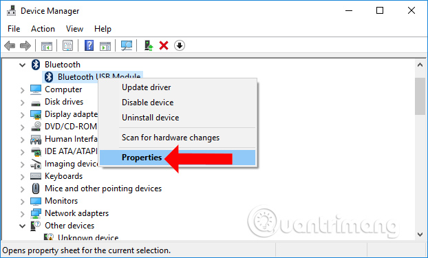 Nhấn chọn Properties