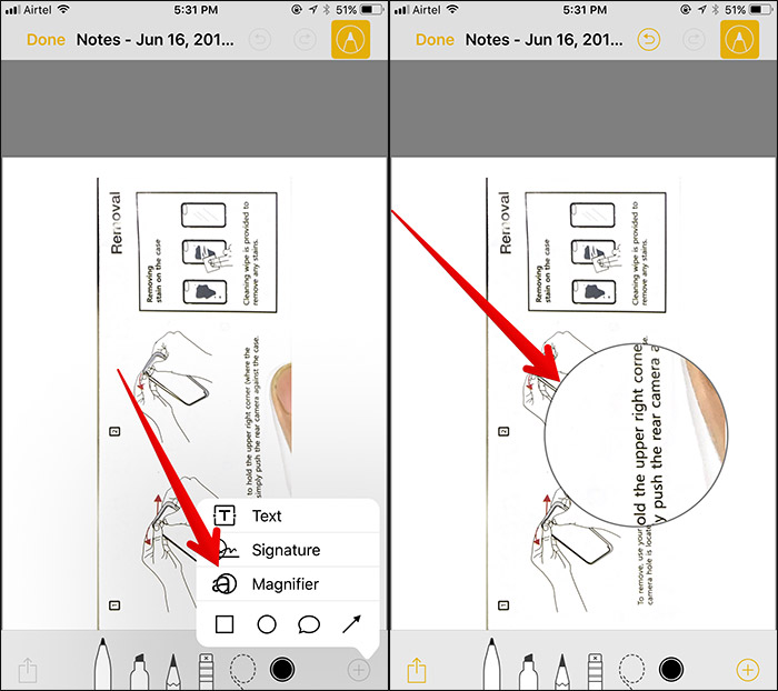 Phóng to các chi tiết trong ghi chú trên iPhone