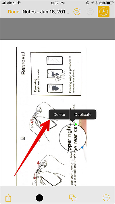 Sử dụng kính lúp khi đánh dấu ghi chú iPhone