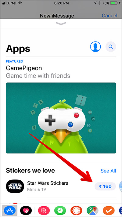 Chọn gói sticker muốn gửi tặng