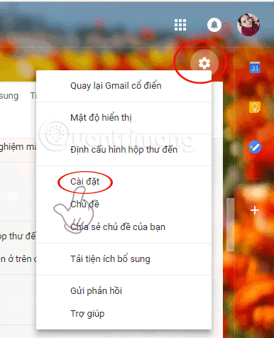 setting Mở Cài đặt Gmail trên trình duyệt