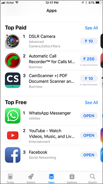 Top app miễn phí và mất phí