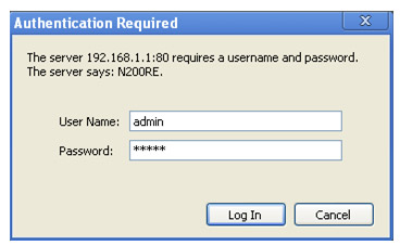 Kết nối với router bằng User và Password mặc định