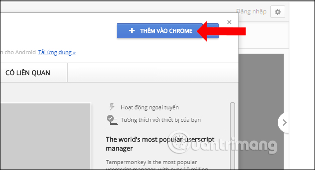 Cài tiện ích Tampermonkey
