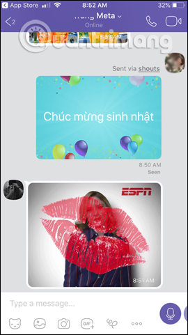 Gửi ảnh động trên Viber