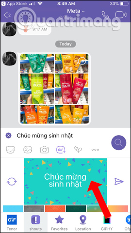 Chèn hình nền vào tin nhắn