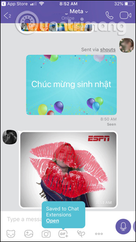 Thông báo lưu ảnh động 