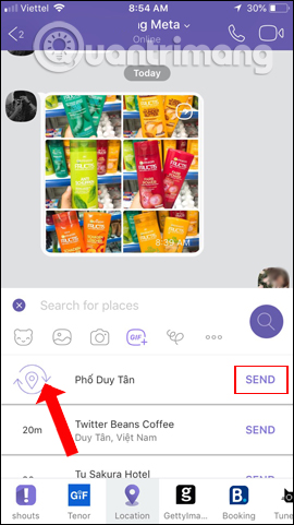 Vị trí trên Viber
