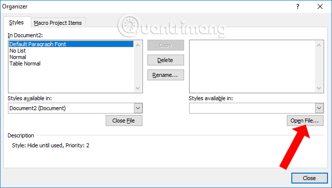 Nhấn nút Open file