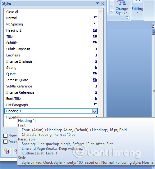 Sử dụng Style văn bản sao chép