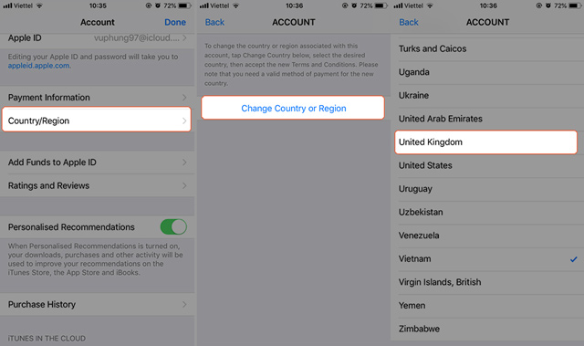 Chuyển vùng AppStore sang quốc gia khác