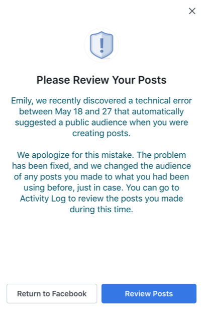 Thông báo của Facebook