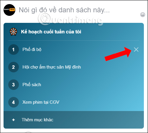 Xóa nội dung đã tạo 
