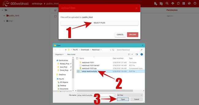 Tải lên server bằng file manager
