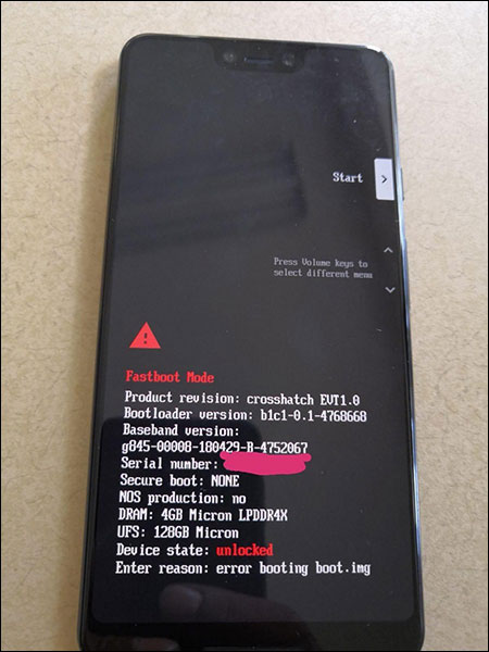 Mặt trước nguyên mẫu Pixel 3 XL 